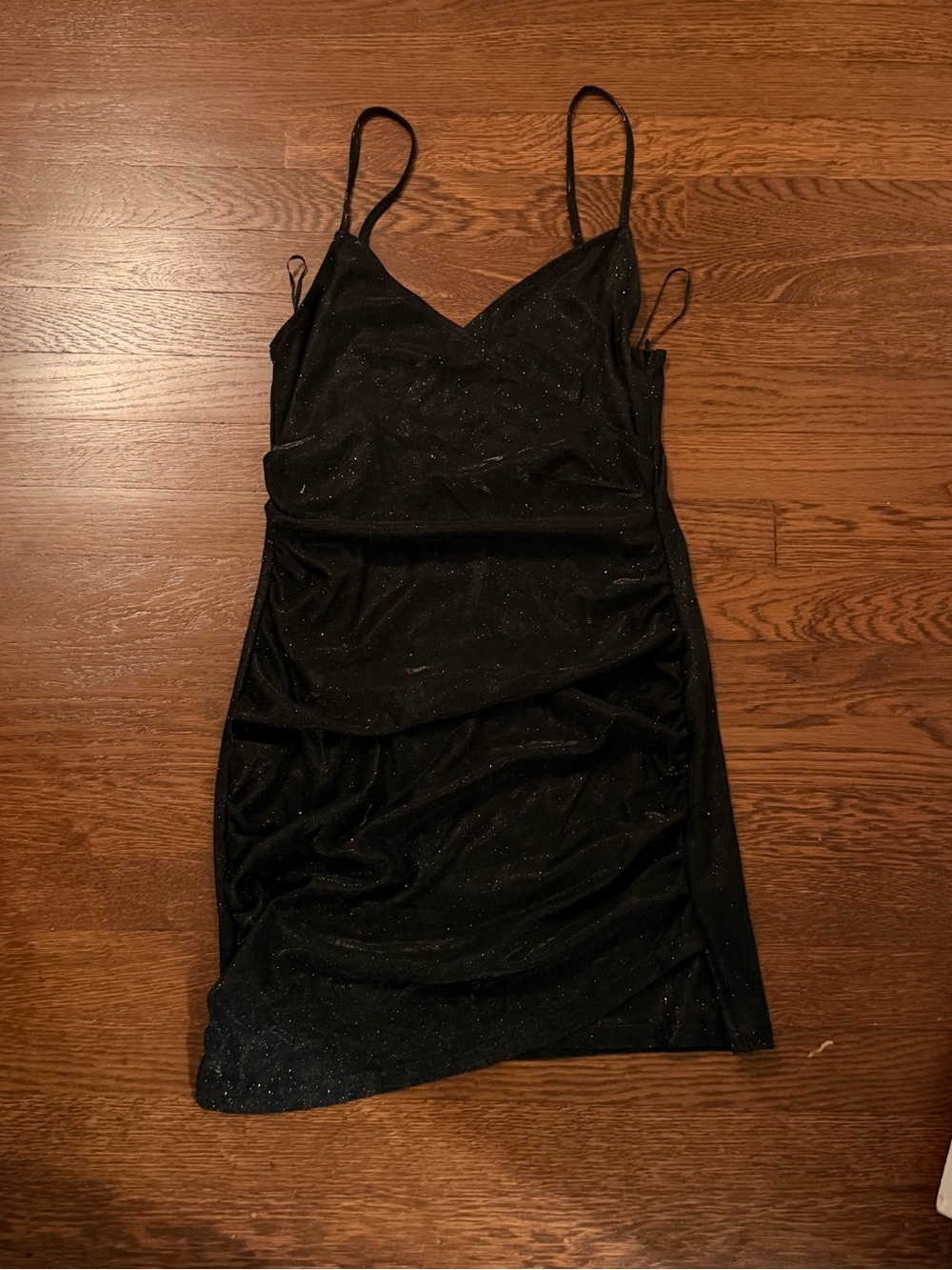AKIRA Black Sparkle Spaghetti-Strap Dress